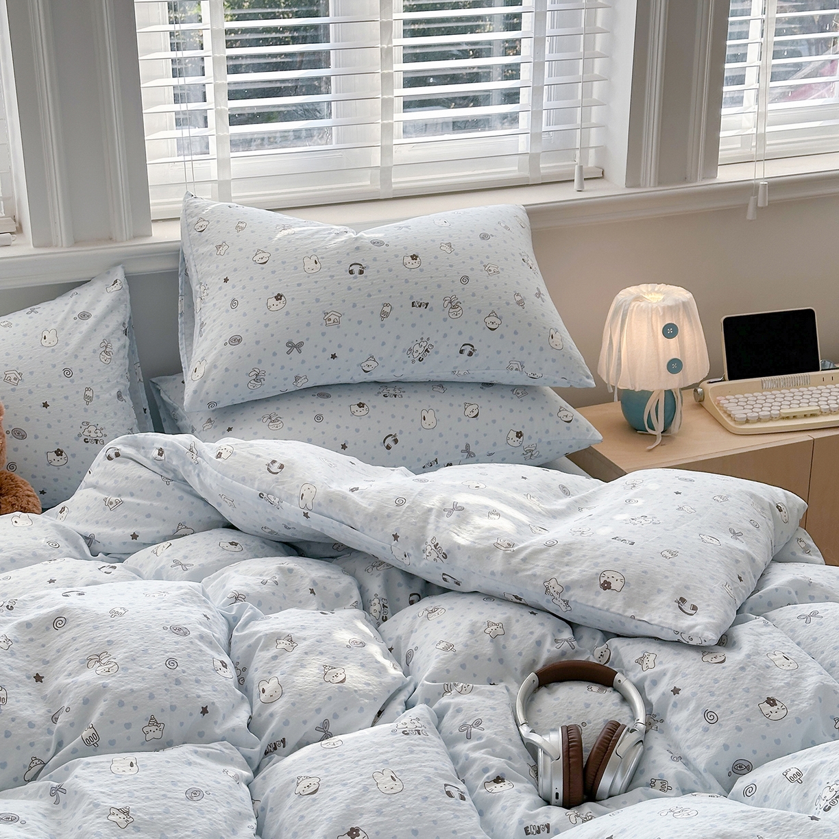 91家纺网 家纺一手货源 找家纺 多品家纺 2026新款奶呼呼超柔云感双层纱系列单被套 欢乐时光