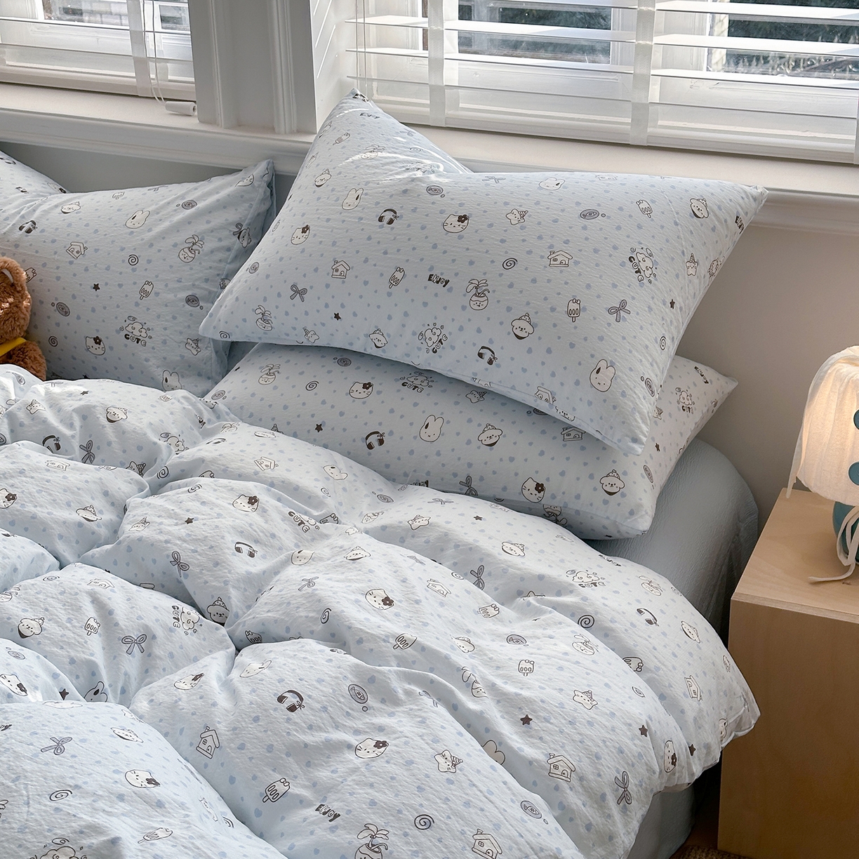 91家纺网 家纺一手货源 找家纺 多品家纺 2026新款奶呼呼超柔云感双层纱系列单被套 欢乐时光