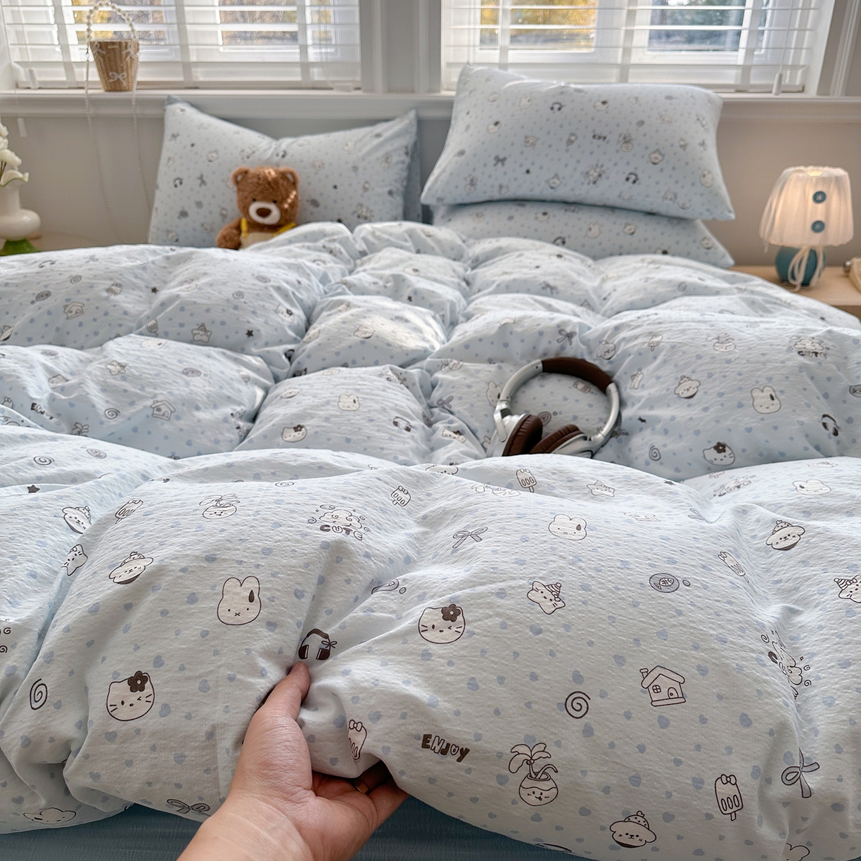 91家纺网 家纺一手货源 找家纺 多品家纺 2026新款奶呼呼超柔云感双层纱系列单被套 欢乐时光