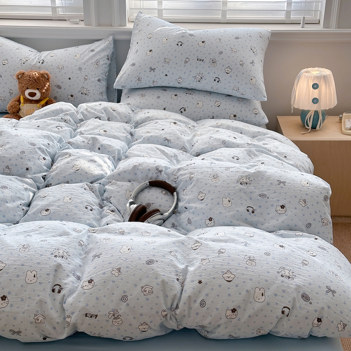 91家纺网 家纺一手货源 找家纺 多品家纺 2026新款奶呼呼超柔云感双层纱系列单被套 欢乐时光