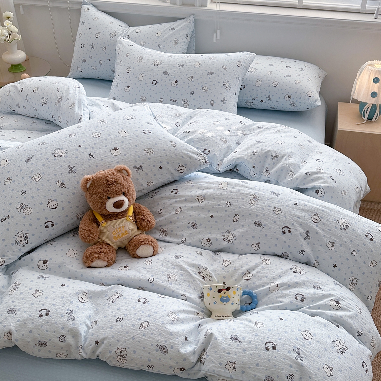 91家纺网 家纺一手货源 找家纺 多品家纺 2026新款奶呼呼超柔云感双层纱系列单被套 欢乐时光