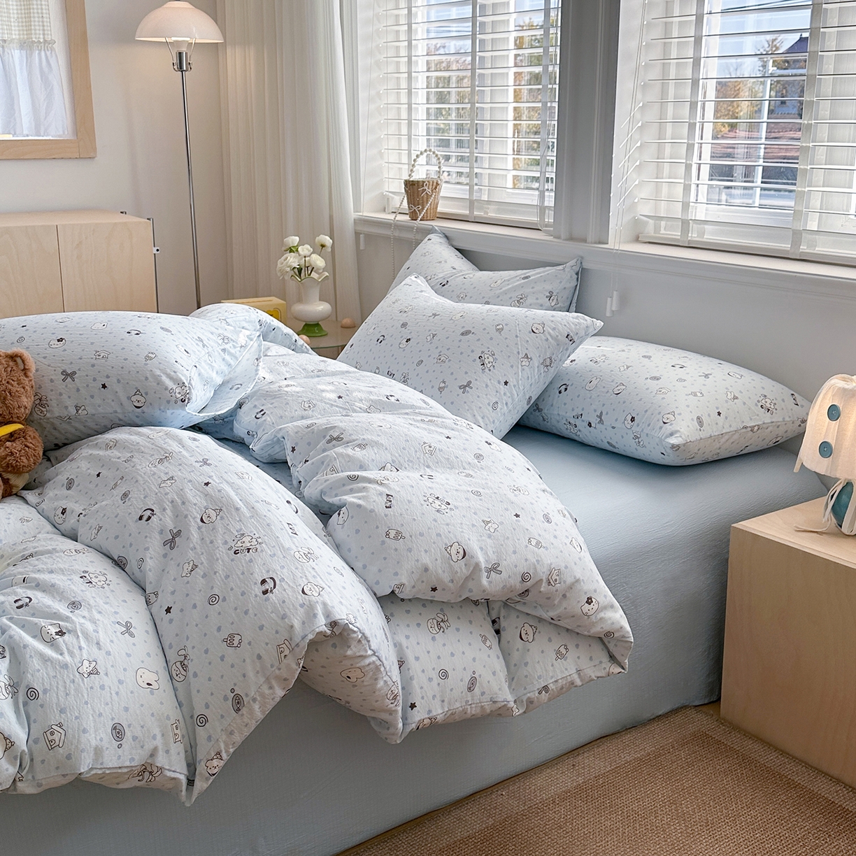 91家纺网 家纺一手货源 找家纺 多品家纺 2026新款奶呼呼超柔云感双层纱系列单被套 欢乐时光