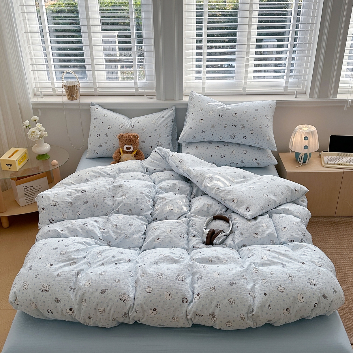 91家纺网 家纺一手货源 找家纺 多品家纺 2026新款奶呼呼超柔云感双层纱系列单被套 欢乐时光