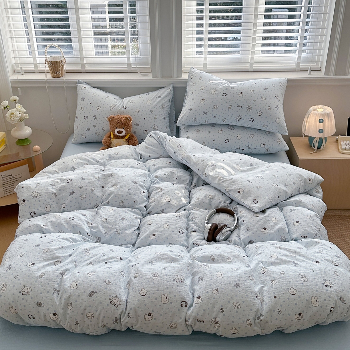 91家纺网 家纺一手货源 找家纺 多品家纺 2026新款奶呼呼超柔云感双层纱系列单被套 欢乐时光