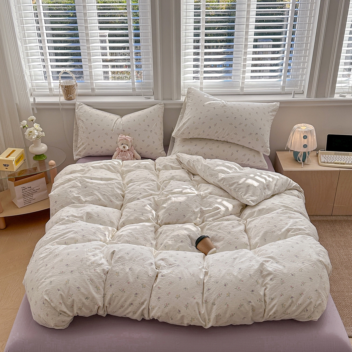 91家纺网 家纺一手货源 找家纺 （总）多品家纺 2026新款奶呼呼超柔云感双层纱系列四件套