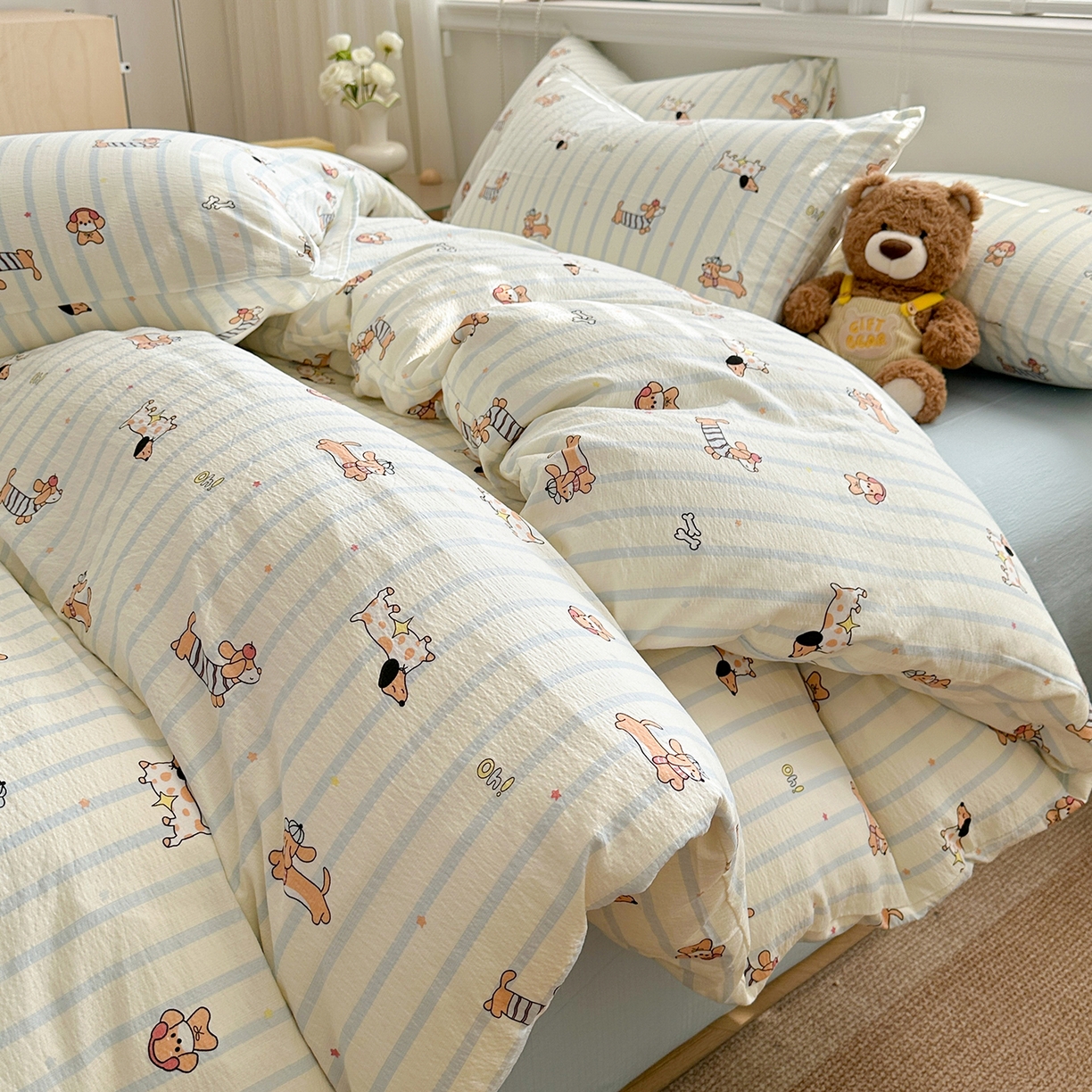 多品家纺 2026新款奶呼呼超柔云感双层纱系列单被套 开心狗