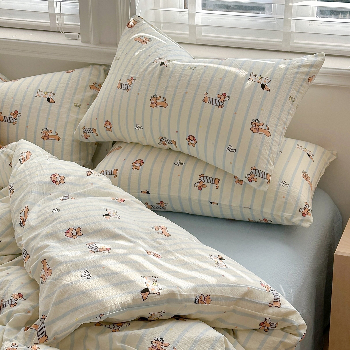 91家纺网 家纺一手货源 找家纺 多品家纺 2026新款奶呼呼超柔云感双层纱系列单被套 开心狗