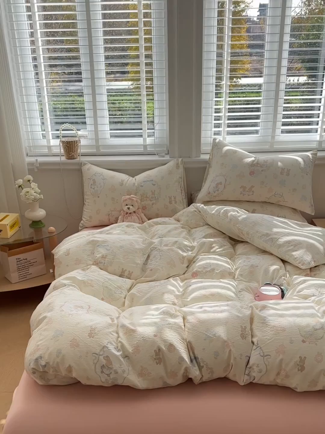 91家纺网 家纺一手货源 找家纺 多品家纺 2026新款奶呼呼超柔云感双层纱系列单被套 棉花兔兔