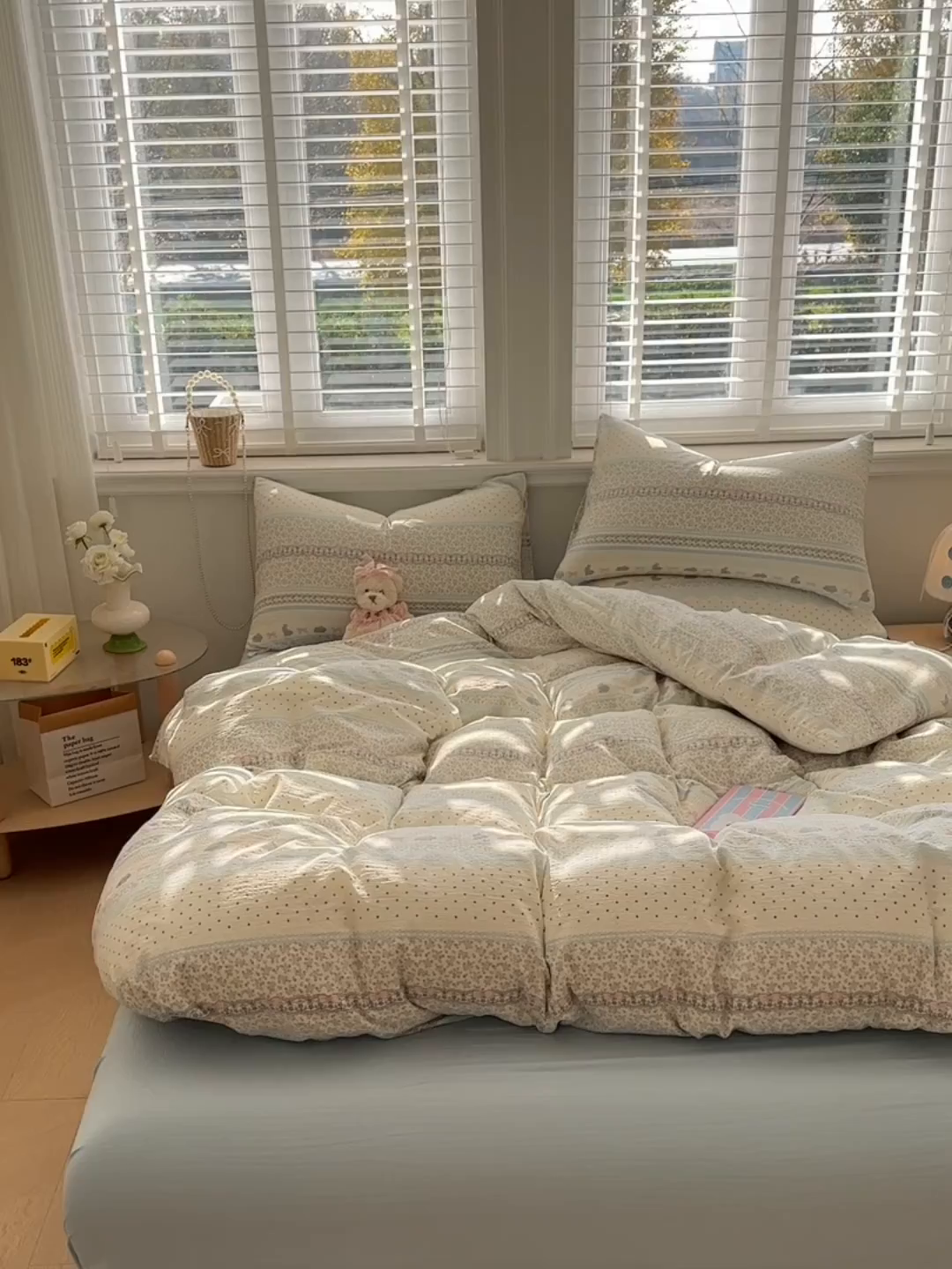 91家纺网 家纺一手货源 找家纺 多品家纺 2026新款奶呼呼超柔云感双层纱系列单被套 浅浅春意