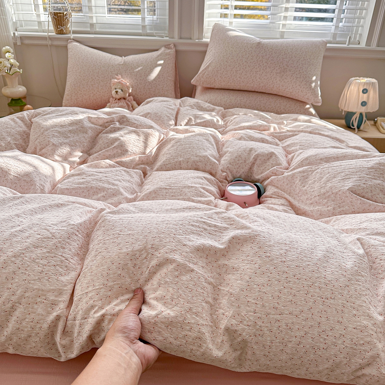 91家纺网 家纺一手货源 找家纺 （总）多品家纺 2026新款奶呼呼超柔云感双层纱系列四件套