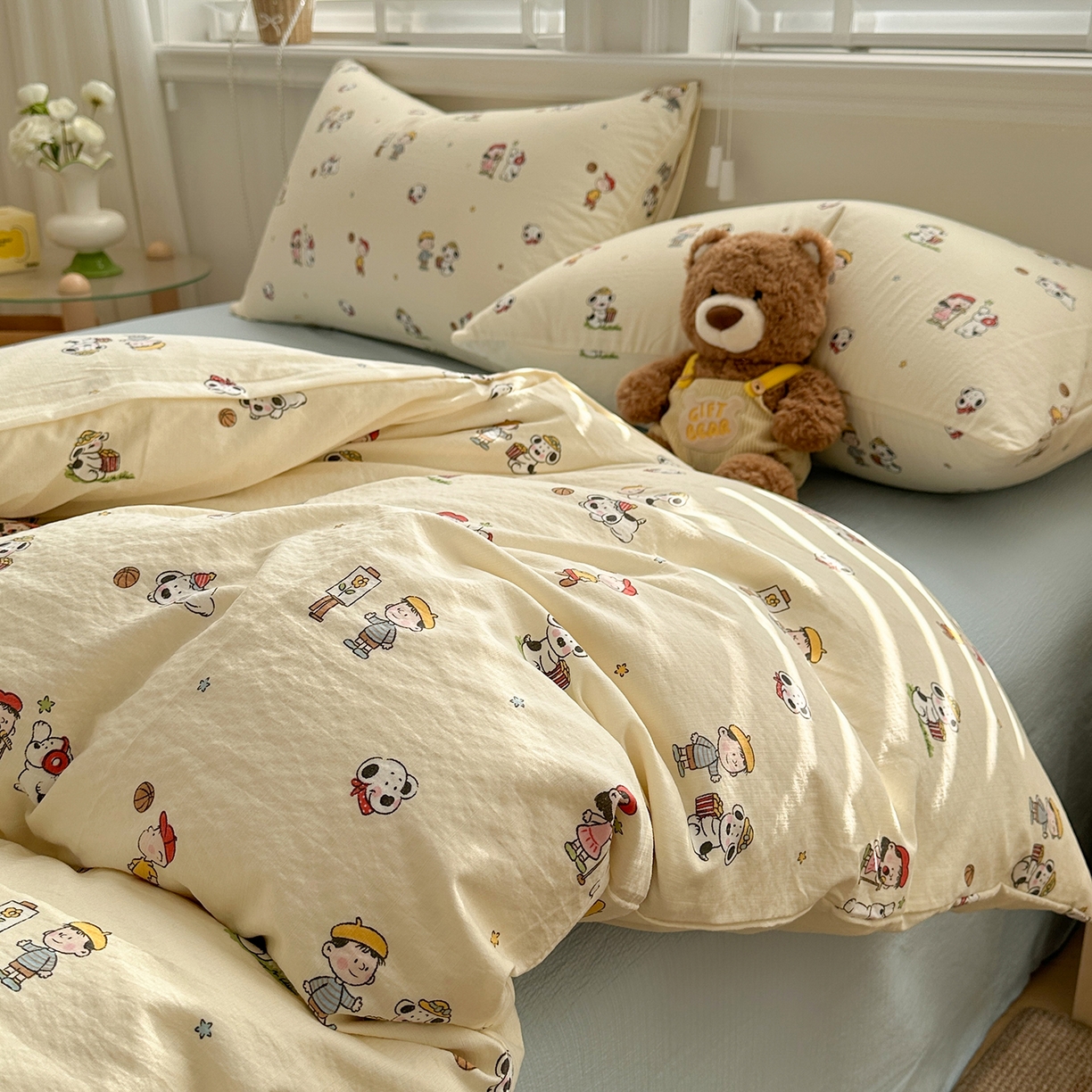 91家纺网 家纺一手货源 找家纺 多品家纺 2026新款奶呼呼超柔云感双层纱系列单被套 淘气园