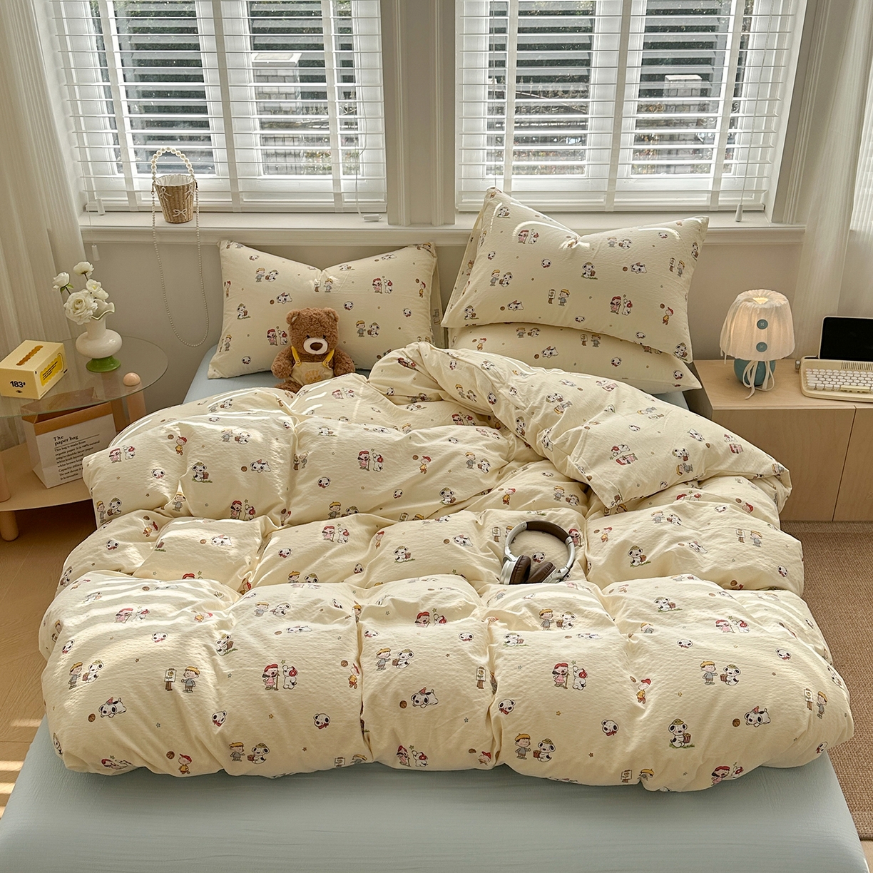 91家纺网 家纺一手货源 找家纺 多品家纺 2026新款奶呼呼超柔云感双层纱系列单被套 淘气园