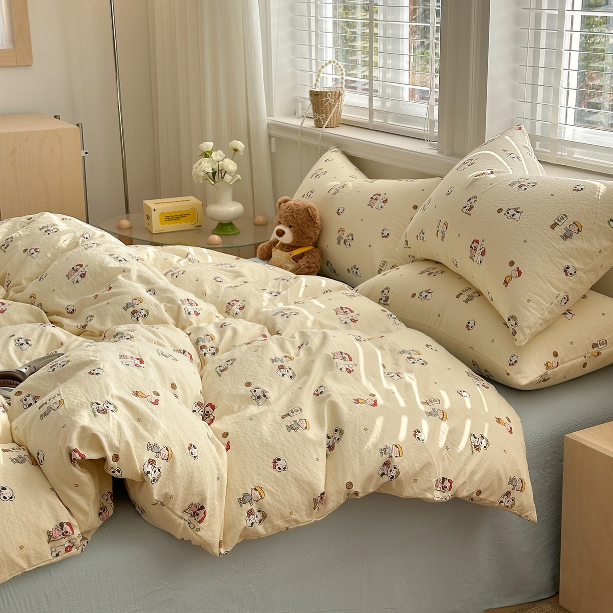 91家纺网 家纺一手货源 找家纺 多品家纺 2026新款奶呼呼超柔云感双层纱系列单被套 淘气园