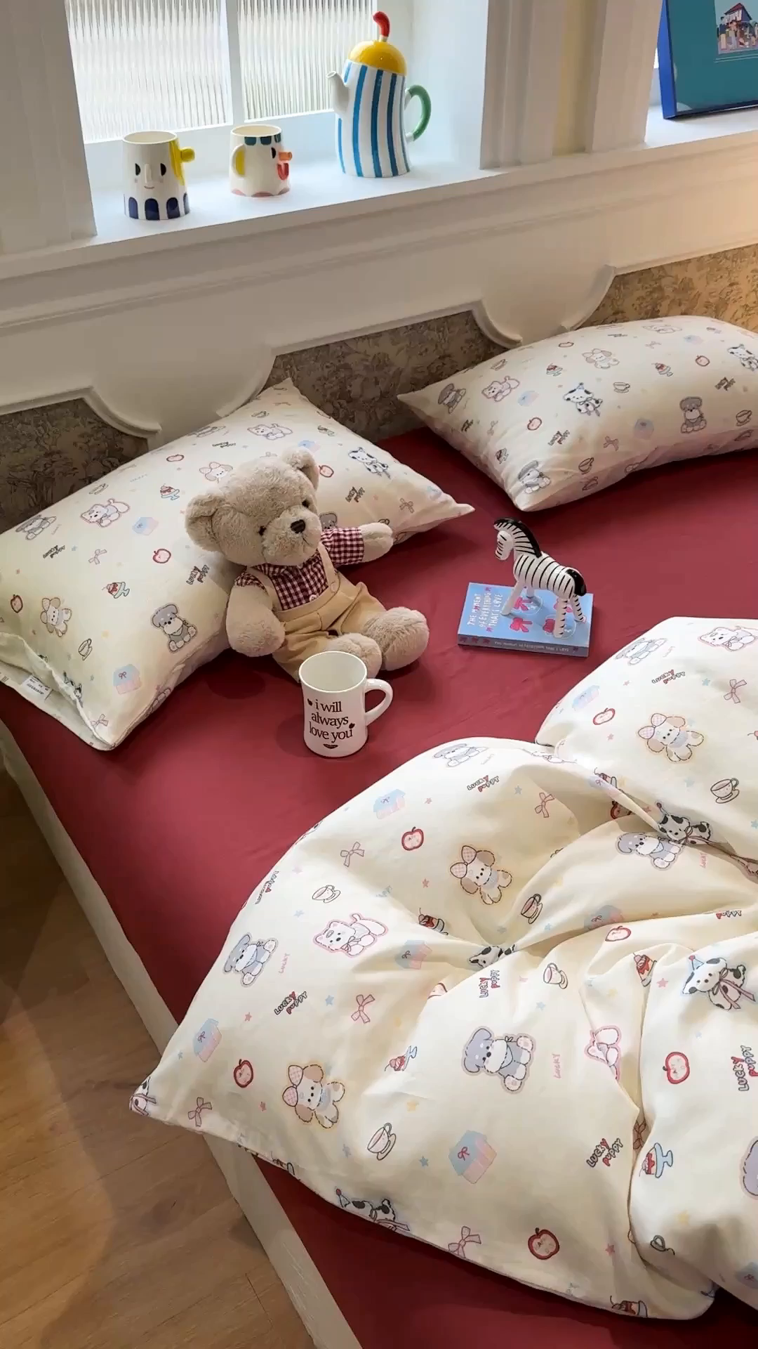 91家纺网 家纺一手货源 找家纺 塞纳 2026新款.全棉有氧双层纱四件套-场景一 甜梦小窝