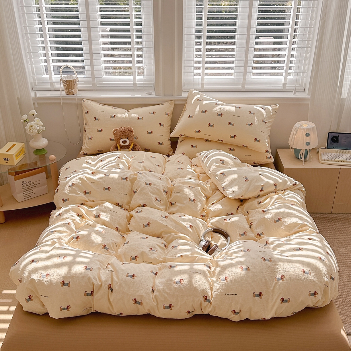 91家纺网 家纺一手货源 找家纺 多品家纺 2026新款奶呼呼超柔云感双层纱系列单被套 汪星人