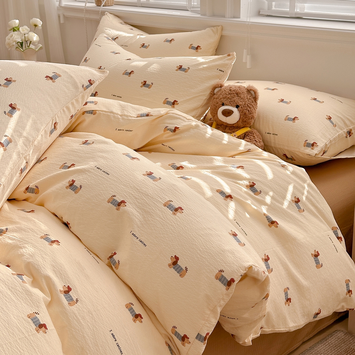 91家纺网 家纺一手货源 找家纺 多品家纺 2026新款奶呼呼超柔云感双层纱系列单被套 汪星人