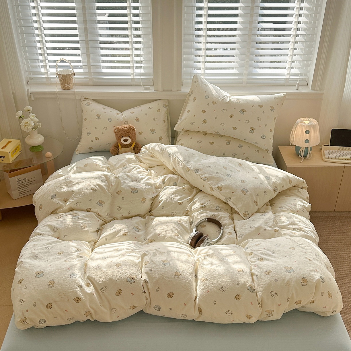 91家纺网 家纺一手货源 找家纺 多品家纺 2026新款奶呼呼超柔云感双层纱系列单被套 小橘狗