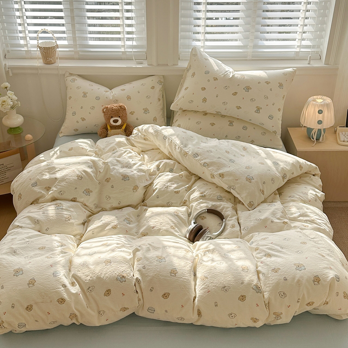 91家纺网 家纺一手货源 找家纺 多品家纺 2026新款奶呼呼超柔云感双层纱系列单被套 小橘狗