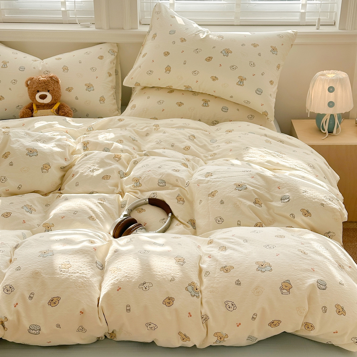 91家纺网 家纺一手货源 找家纺 多品家纺 2026新款奶呼呼超柔云感双层纱系列单被套 小橘狗