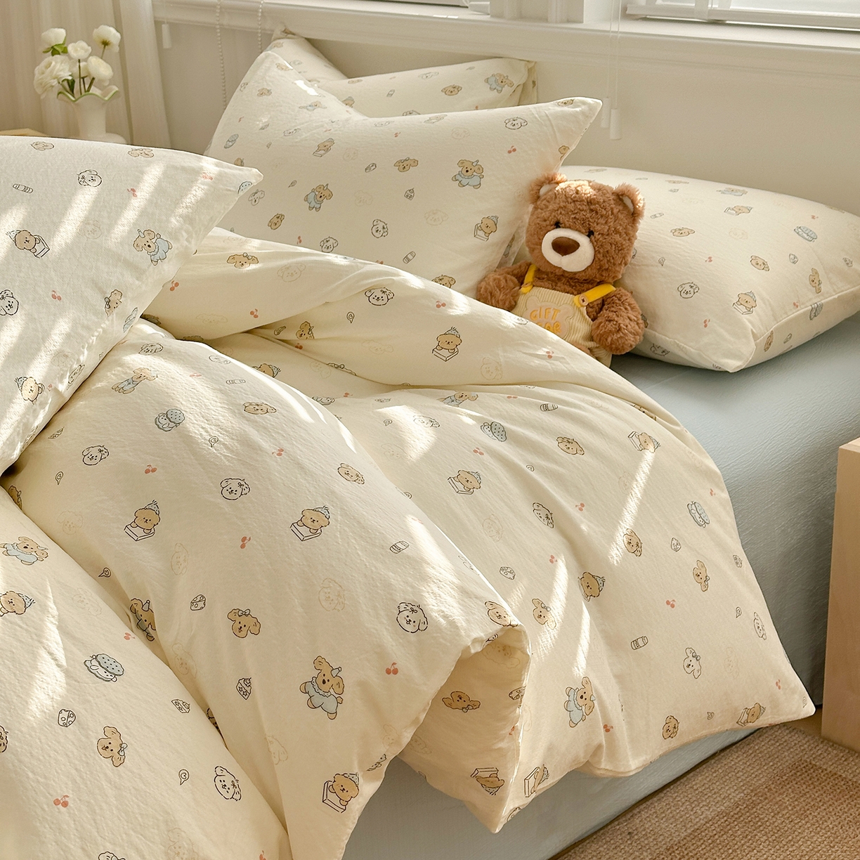 91家纺网 家纺一手货源 找家纺 多品家纺 2026新款奶呼呼超柔云感双层纱系列单被套 小橘狗