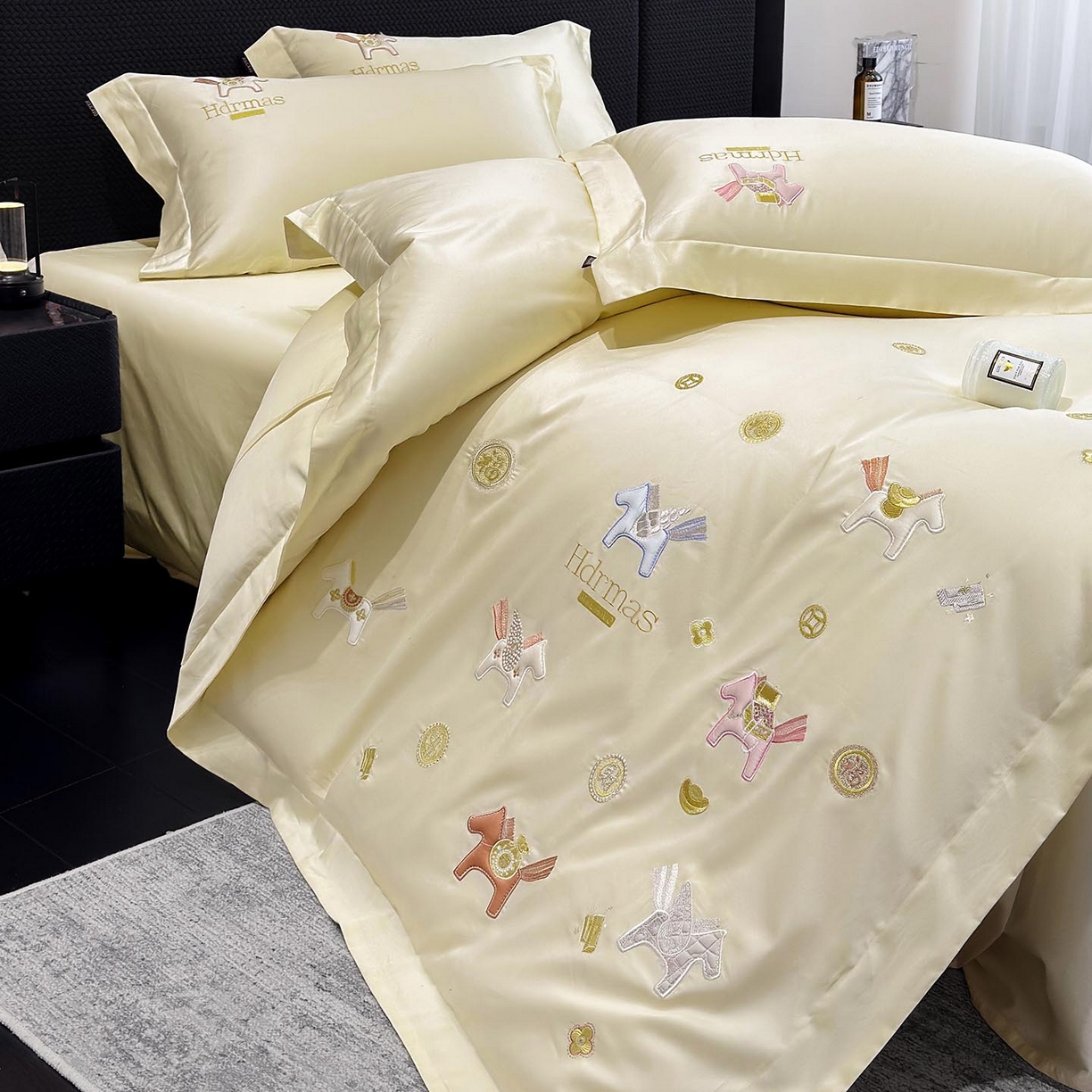 91家纺网 家纺一手货源 找家纺  2026【迪奥】马年50S双股A类长绒棉纯棉四件套100全棉新年刺绣被套床单床笠床上用品 马上有钱-金