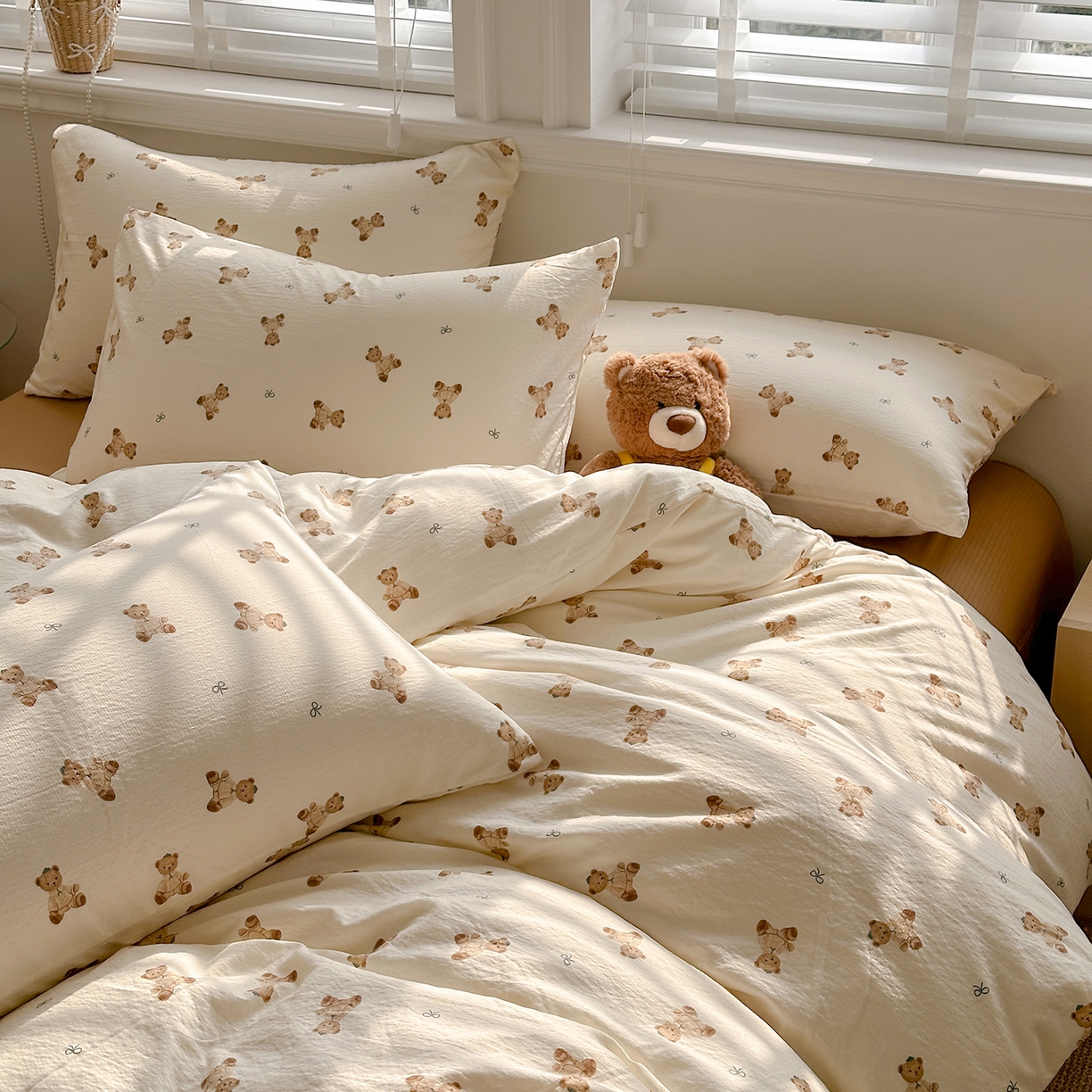 91家纺网 家纺一手货源 找家纺 多品家纺 2026新款奶呼呼超柔云感双层纱系列单被套 熊多多