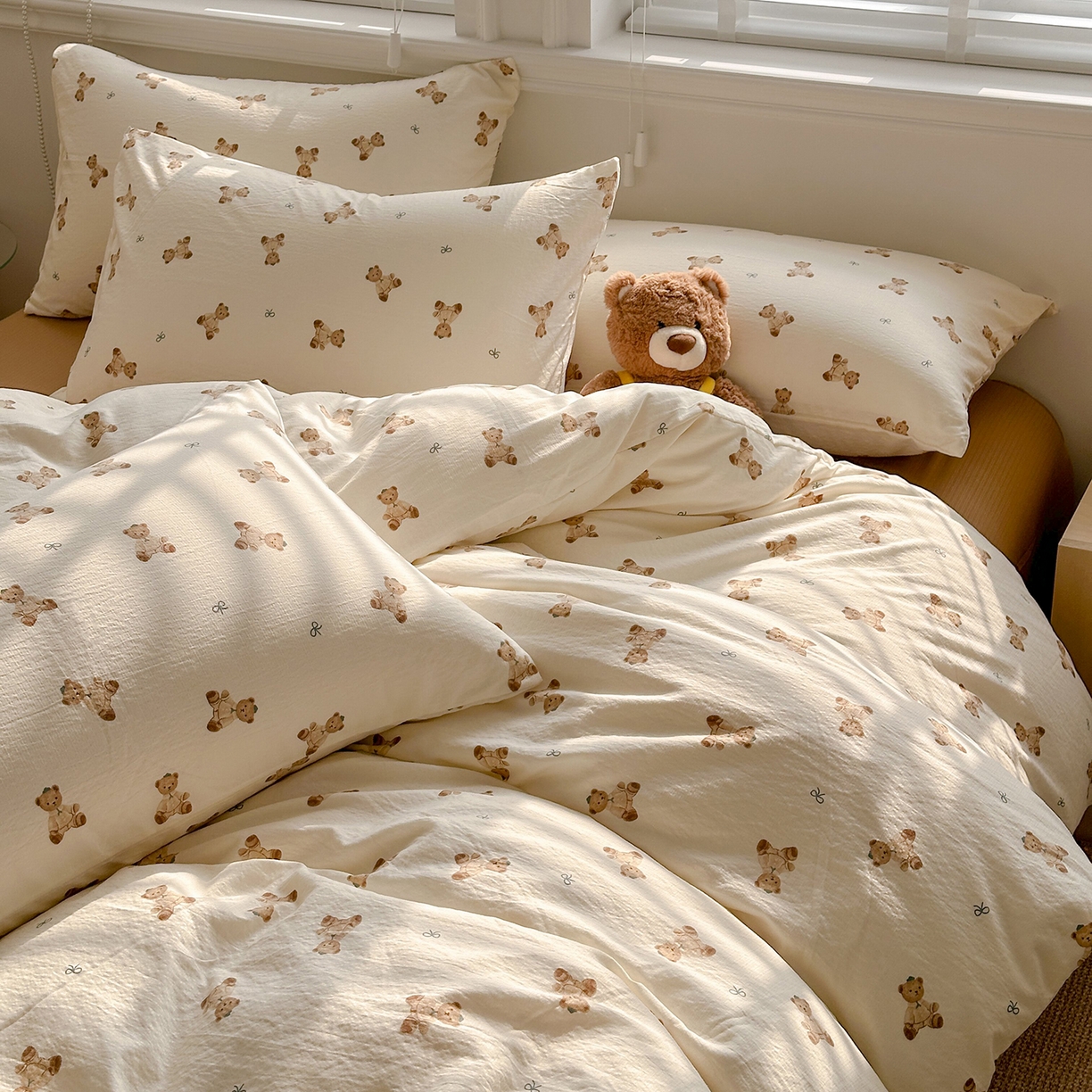 91家纺网 家纺一手货源 找家纺 多品家纺 2026新款奶呼呼超柔云感双层纱系列单被套 熊多多