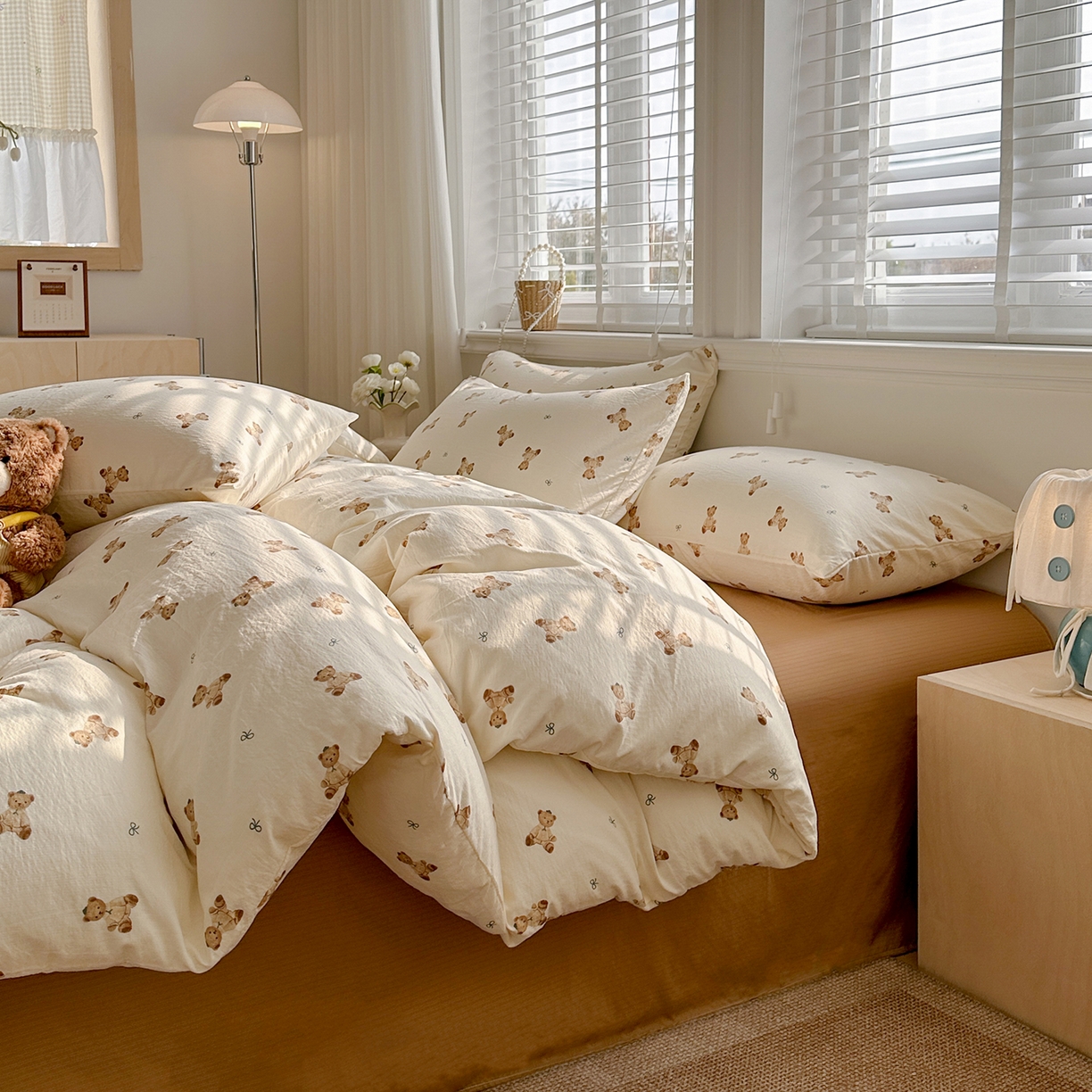 91家纺网 家纺一手货源 找家纺 多品家纺 2026新款奶呼呼超柔云感双层纱系列单被套 熊多多