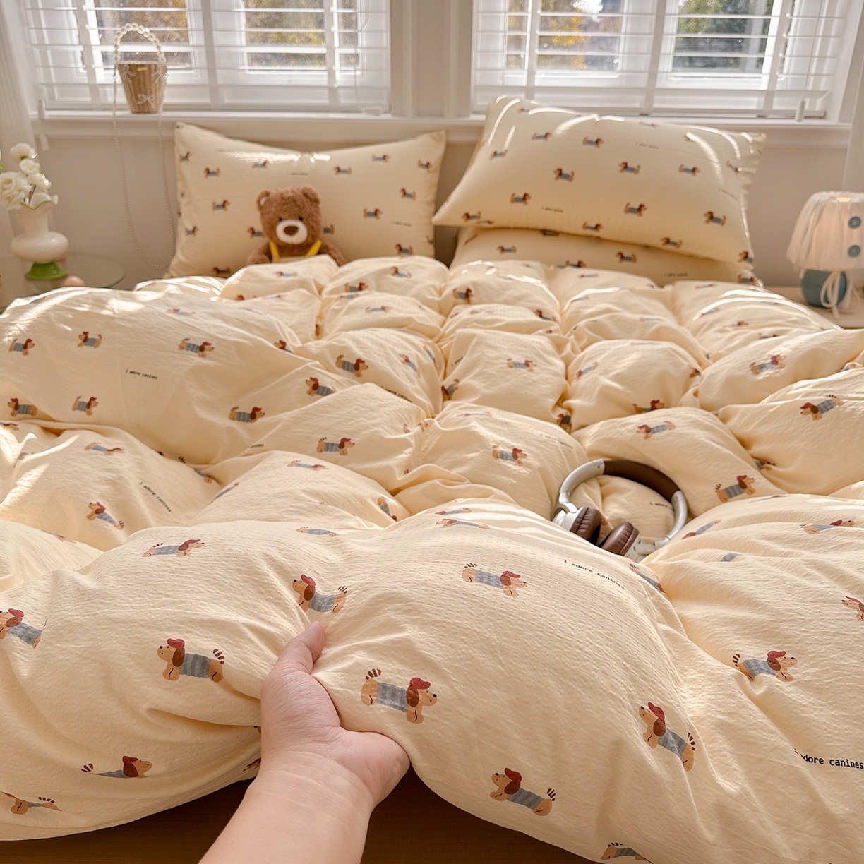 91家纺网 家纺一手货源 找家纺 （总）多品家纺 2026新款奶呼呼超柔云感双层纱系列四件套