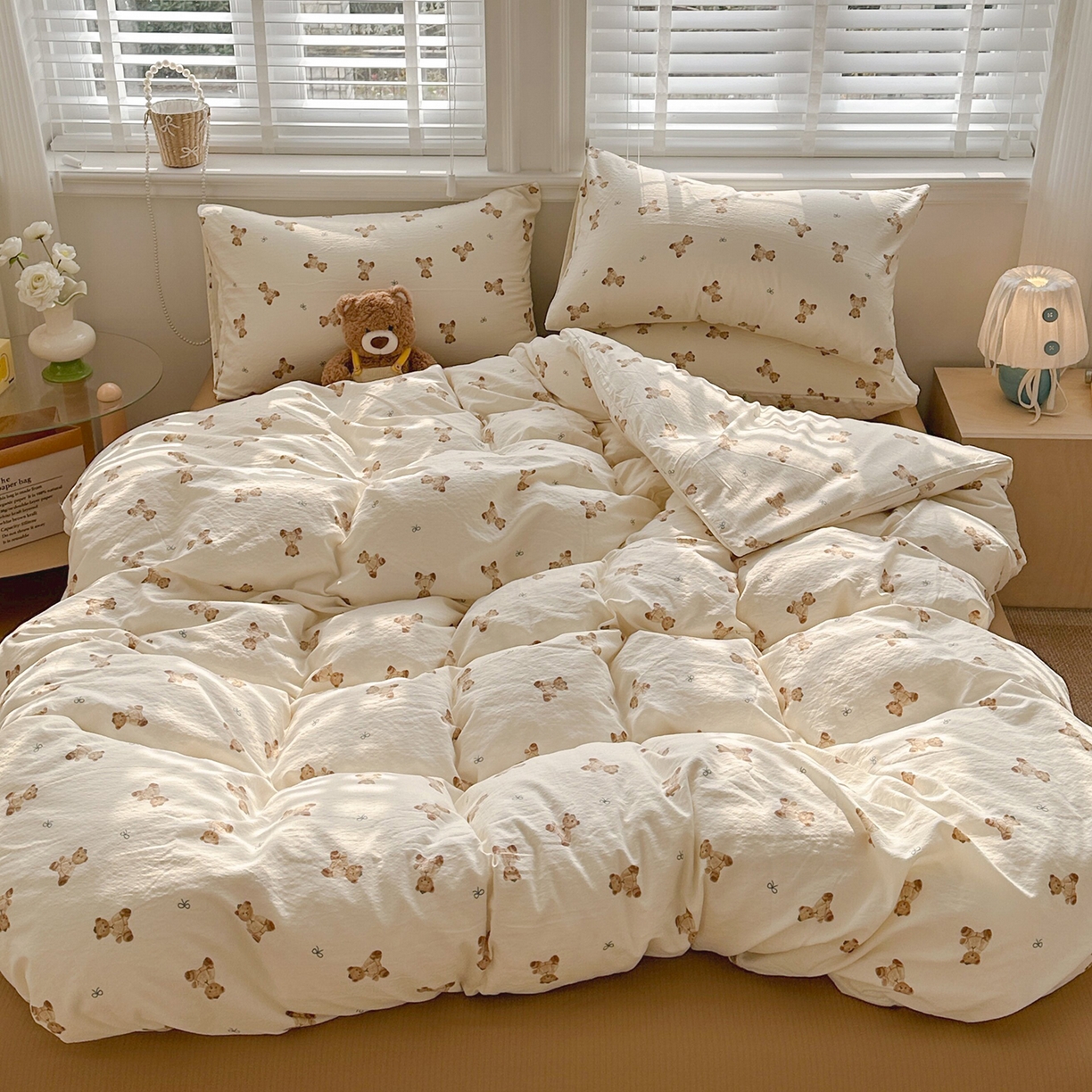 91家纺网 家纺一手货源 找家纺 多品家纺 2026新款奶呼呼超柔云感双层纱系列单被套 熊多多