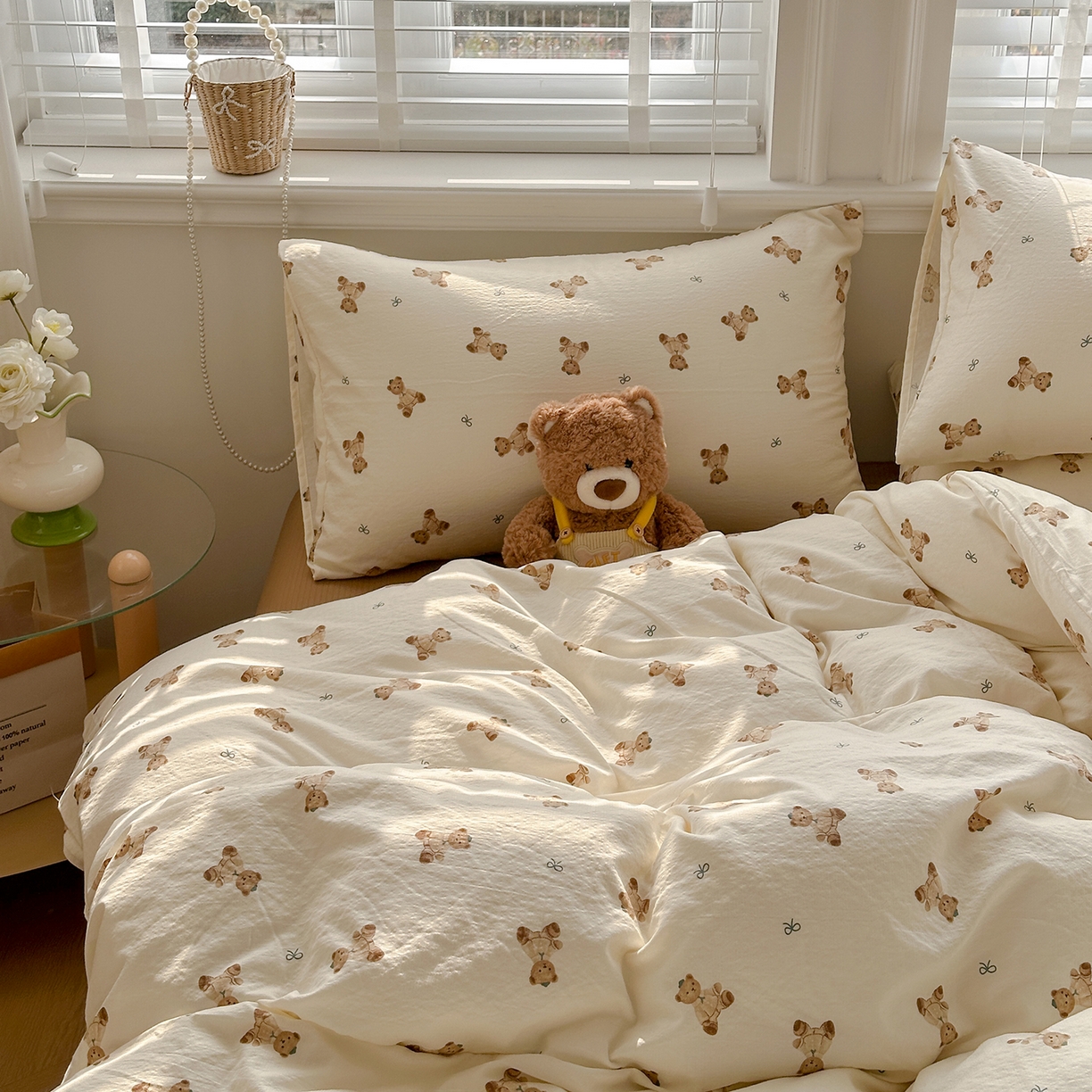 91家纺网 家纺一手货源 找家纺 多品家纺 2026新款奶呼呼超柔云感双层纱系列单被套 熊多多