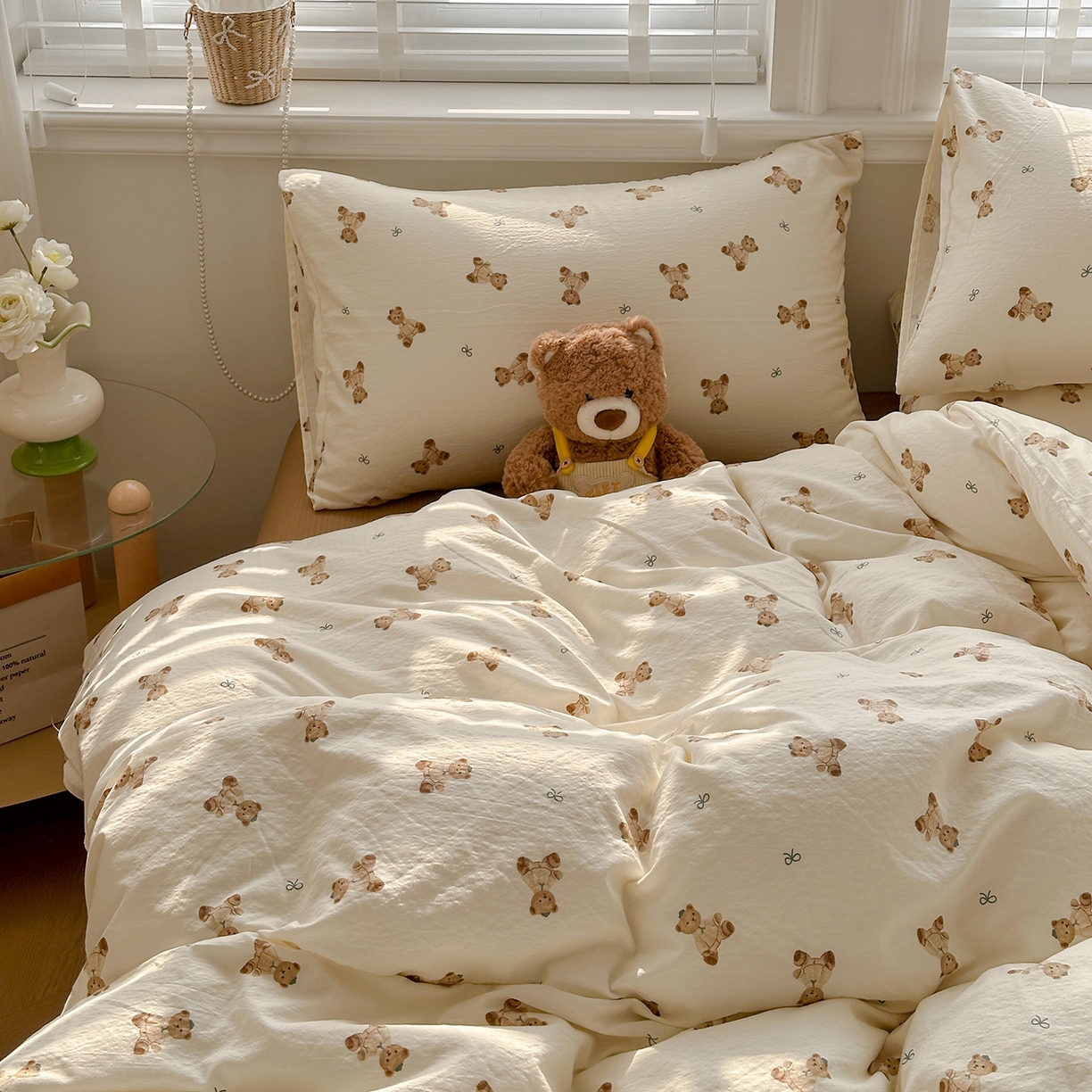 91家纺网 家纺一手货源 找家纺 多品家纺 2026新款奶呼呼超柔云感双层纱系列单被套 熊多多