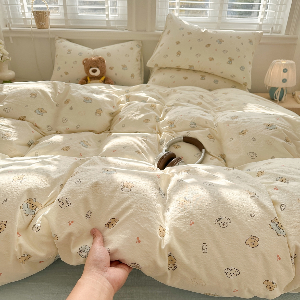 91家纺网 家纺一手货源 找家纺 （总）多品家纺 2026新款奶呼呼超柔云感双层纱系列四件套