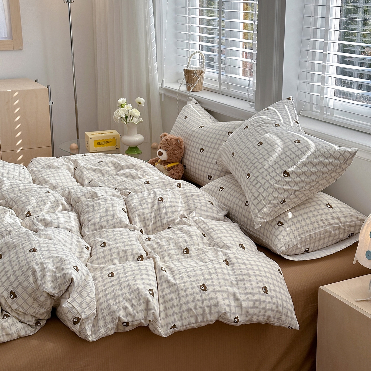 91家纺网 家纺一手货源 找家纺 多品家纺 2026新款奶呼呼超柔云感双层纱系列单被套 熊熊空间