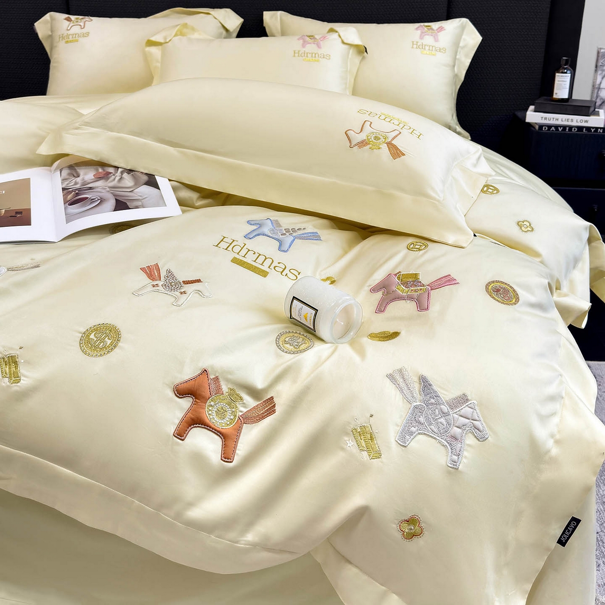 91家纺网 家纺一手货源 找家纺  2026新款【迪奥】马年50S双股A类长绒棉纯棉四件套100全棉新年刺绣被套床单 马上有钱-金