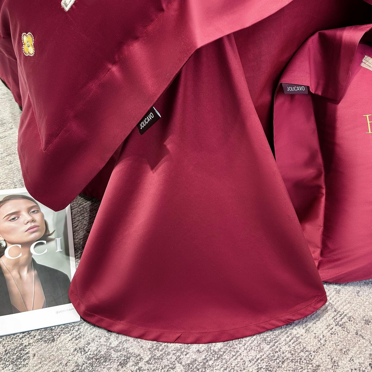 91家纺网 家纺一手货源 找家纺  2026新款【迪奥】马年50S双股A类长绒棉纯棉四件套100全棉新年刺绣被套床单 马上有钱-红