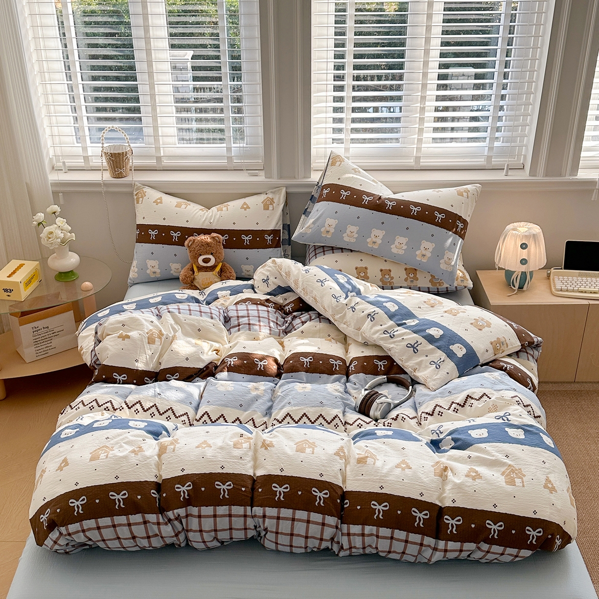 91家纺网 家纺一手货源 找家纺 多品家纺 2026新款奶呼呼超柔云感双层纱系列单被套 学院派