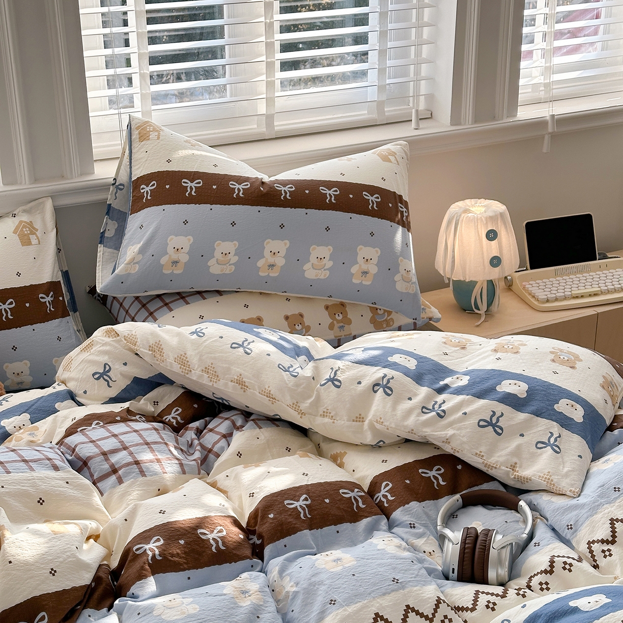 91家纺网 家纺一手货源 找家纺 多品家纺 2026新款奶呼呼超柔云感双层纱系列单被套 学院派