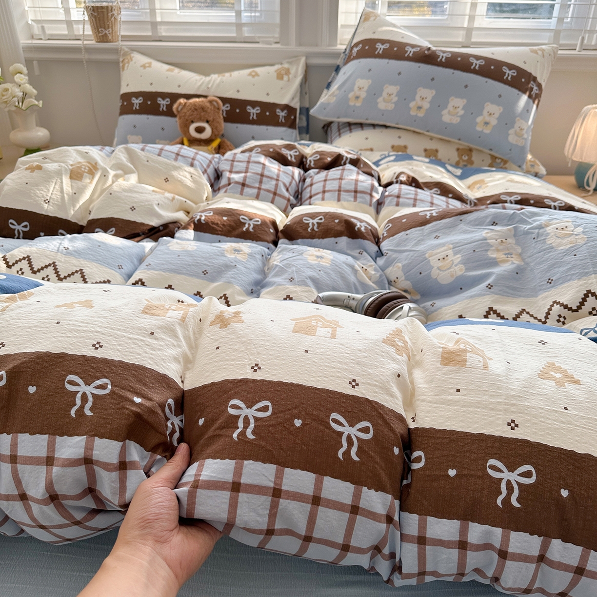 91家纺网 家纺一手货源 找家纺 多品家纺 2026新款奶呼呼超柔云感双层纱系列单被套 学院派