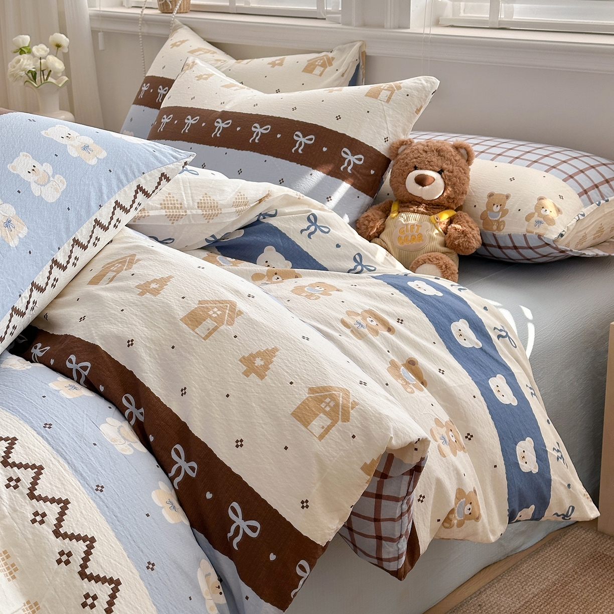 91家纺网 家纺一手货源 找家纺 多品家纺 2026新款奶呼呼超柔云感双层纱系列单被套 学院派