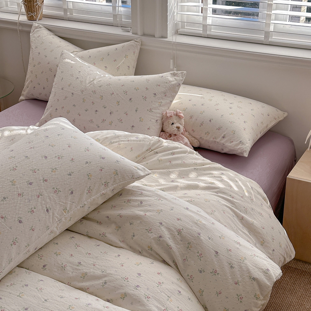 91家纺网 家纺一手货源 找家纺 多品家纺 2026新款奶呼呼超柔云感双层纱系列四件套 白露紫