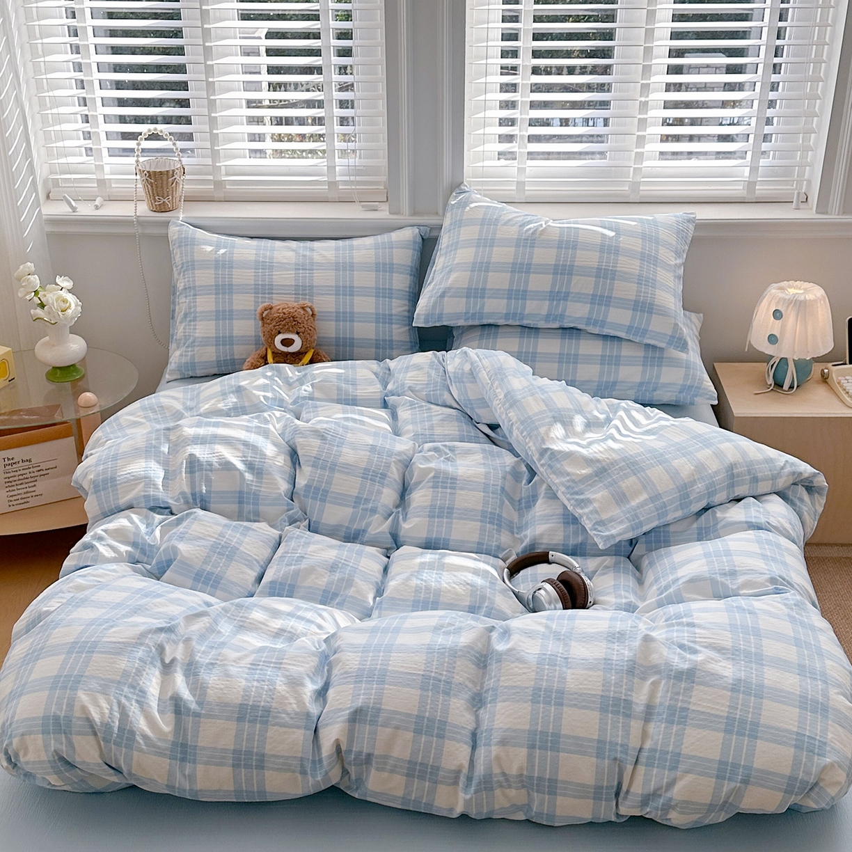 91家纺网 家纺一手货源 找家纺 多品家纺 2026新款奶呼呼超柔云感双层纱系列四件套 半岛兰格