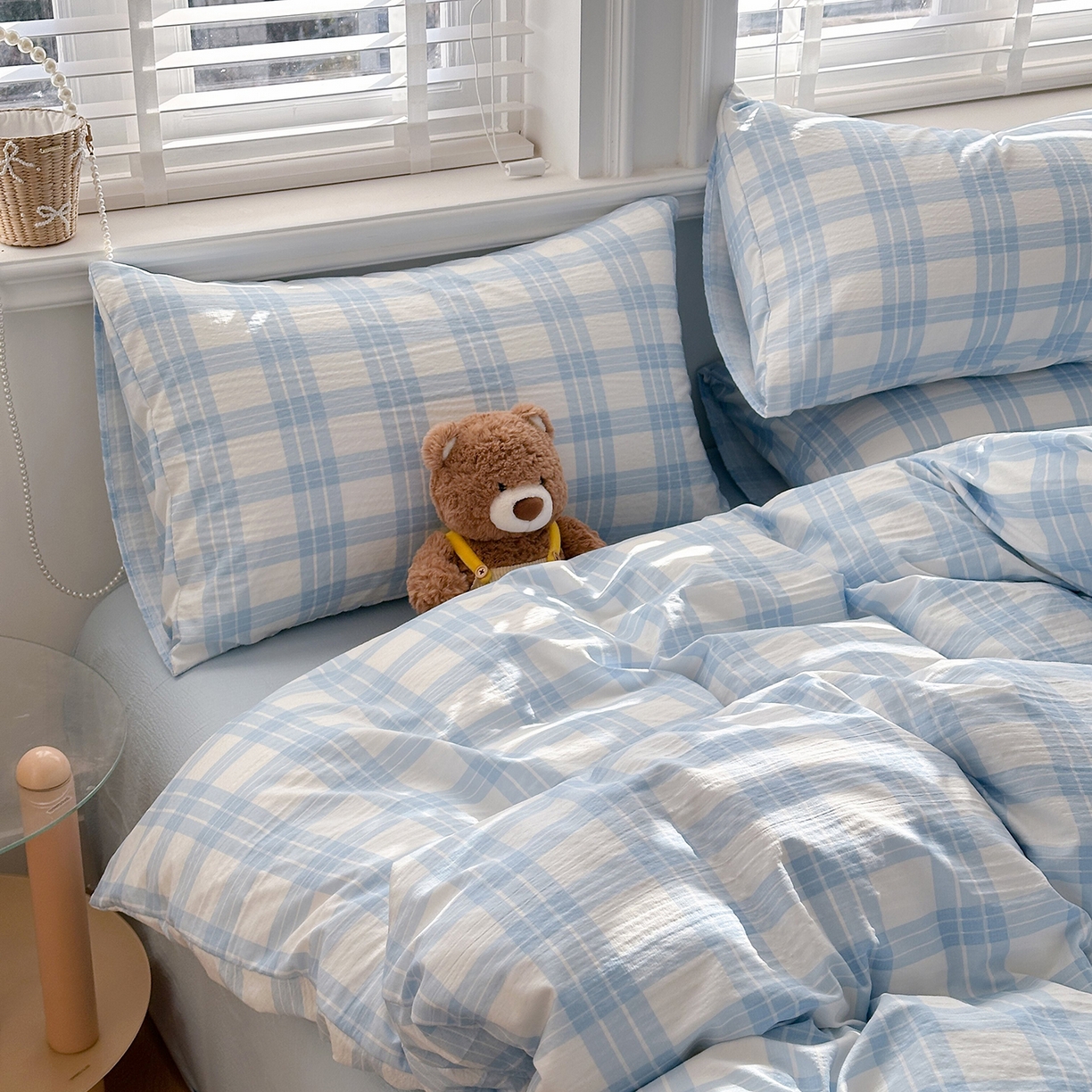 91家纺网 家纺一手货源 找家纺 多品家纺 2026新款奶呼呼超柔云感双层纱系列四件套 半岛兰格