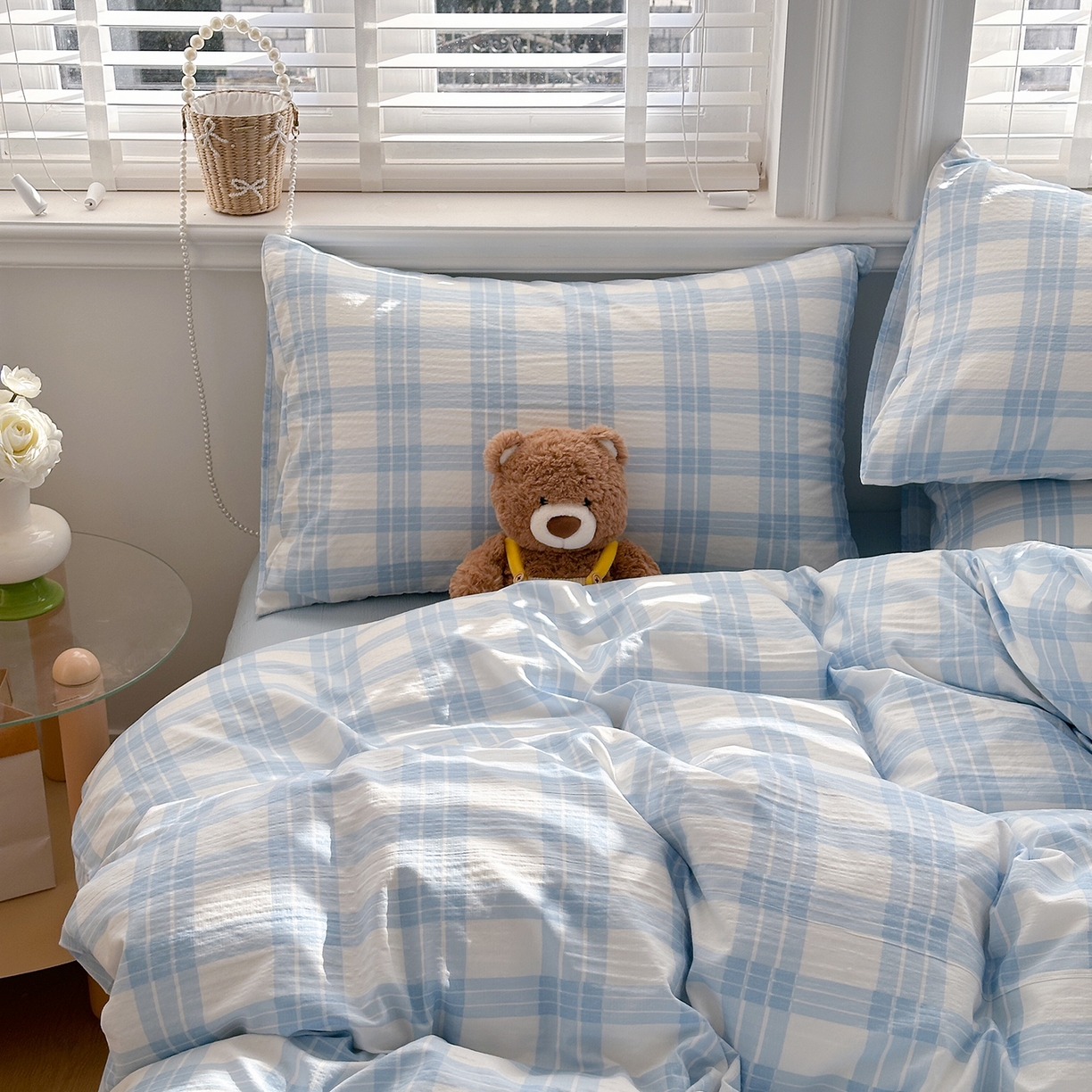 91家纺网 家纺一手货源 找家纺 多品家纺 2026新款奶呼呼超柔云感双层纱系列四件套 半岛兰格