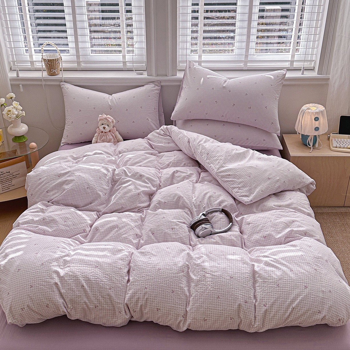 91家纺网 家纺一手货源 找家纺 多品家纺 2026新款奶呼呼超柔云感双层纱系列单被套 樱桃紫