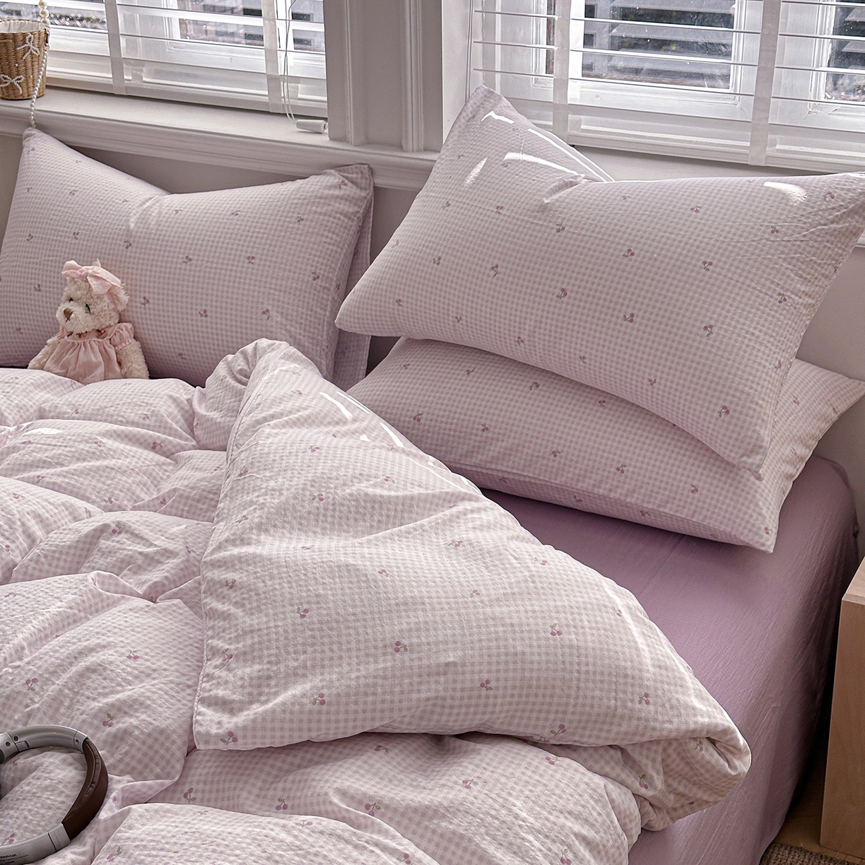 91家纺网 家纺一手货源 找家纺 多品家纺 2026新款奶呼呼超柔云感双层纱系列单被套 樱桃紫