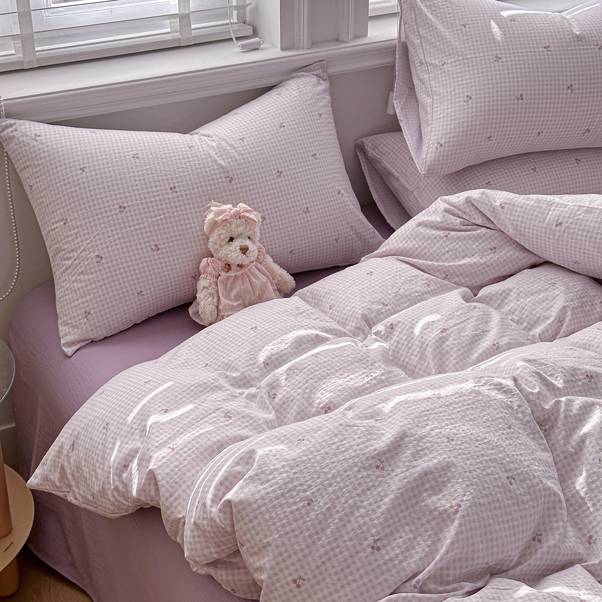 91家纺网 家纺一手货源 找家纺 多品家纺 2026新款奶呼呼超柔云感双层纱系列单被套 樱桃紫