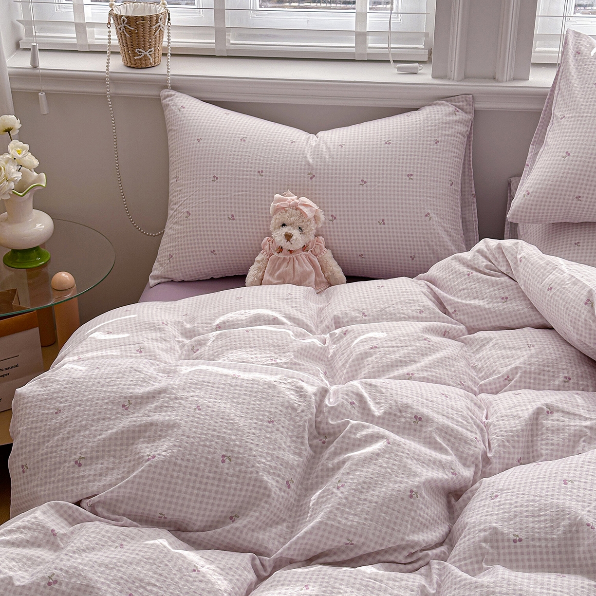 91家纺网 家纺一手货源 找家纺 多品家纺 2026新款奶呼呼超柔云感双层纱系列单被套 樱桃紫