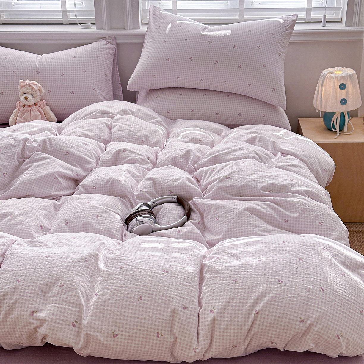 91家纺网 家纺一手货源 找家纺 多品家纺 2026新款奶呼呼超柔云感双层纱系列单被套 樱桃紫