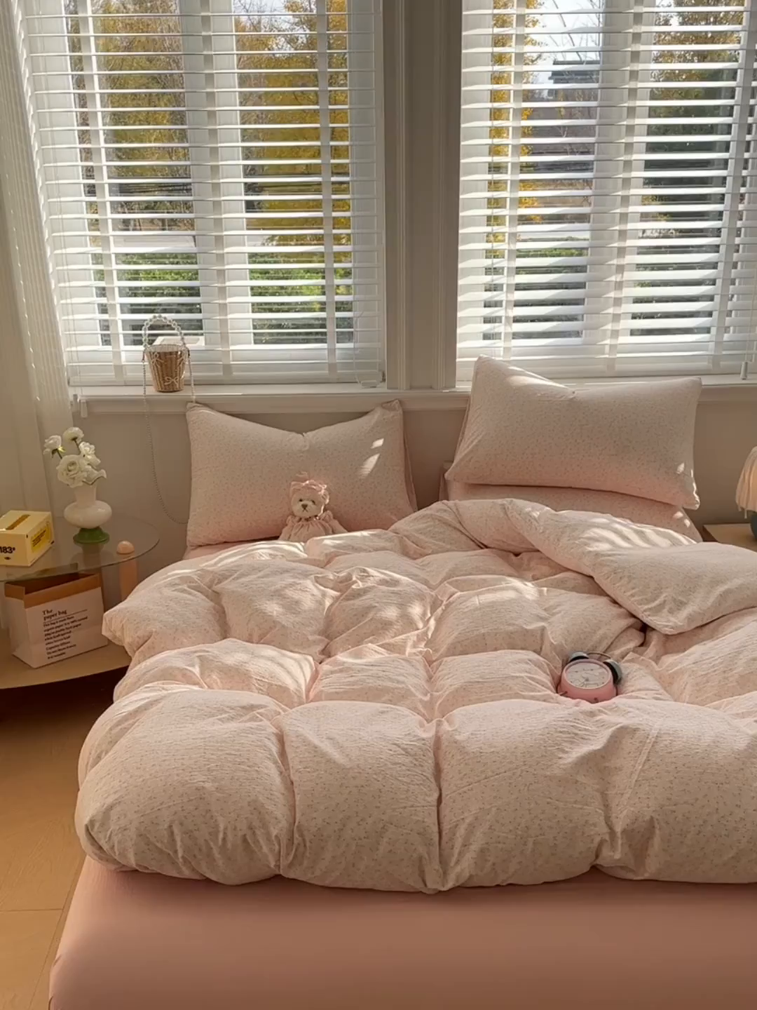 91家纺网 家纺一手货源 找家纺 多品家纺 2026新款奶呼呼超柔云感双层纱系列四件套 粉粉小花